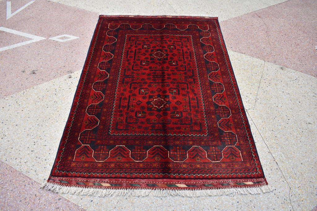 3x5Ft Bokhara Rug Turkmen 100% Wool Afghan Vegetable dyes Handmade bukhara Pattern Turkmen Oriental Rug, Bedroom Rug, Living room rug