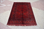 3x5Ft Bokhara Rug Turkmen 100% Wool Afghan Vegetable dyes Handmade bukhara Pattern Turkmen Oriental Rug, Bedroom Rug, Living room rug