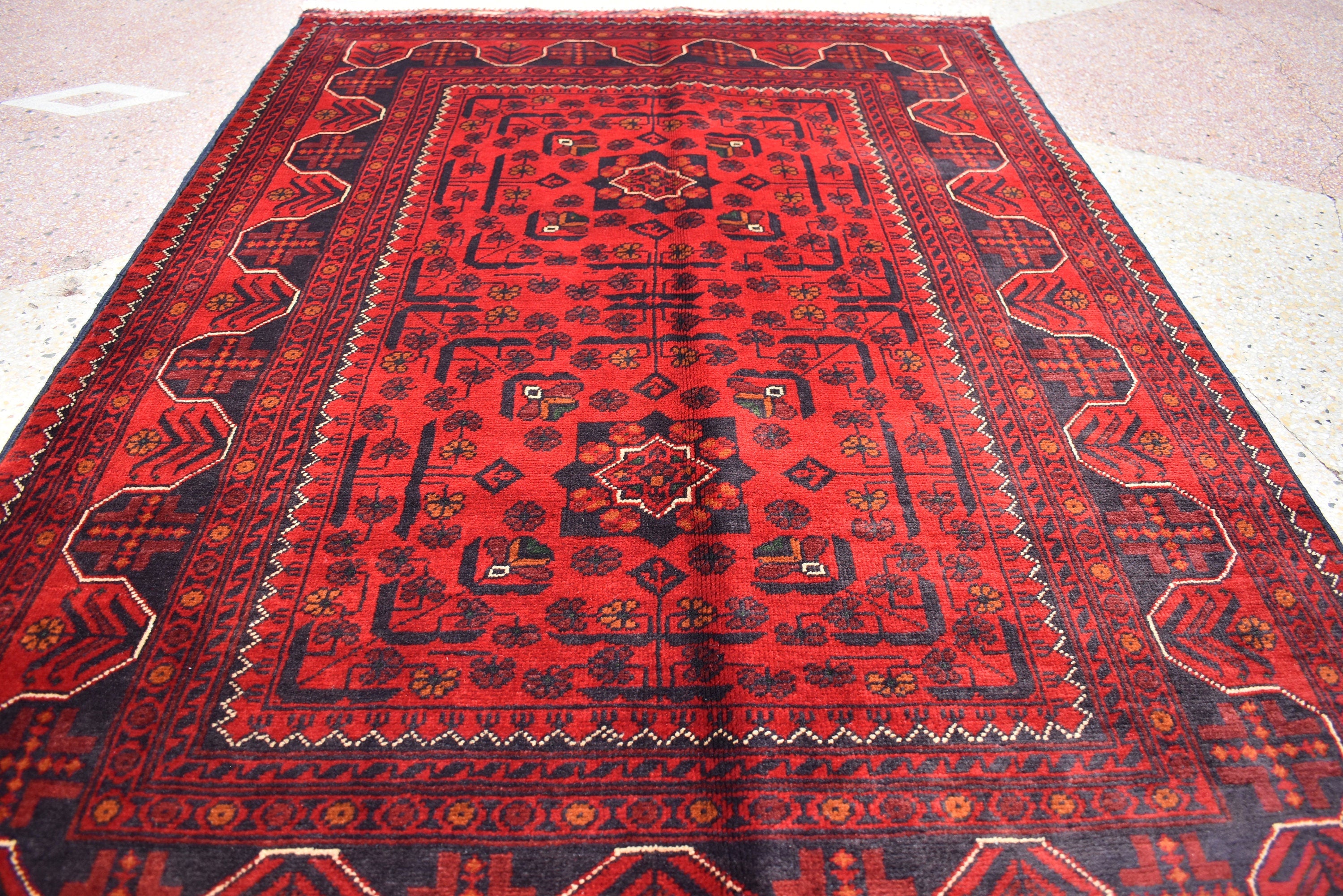 3x5Ft Bokhara Rug Turkmen 100% Wool Afghan Vegetable dyes Handmade bukhara Pattern Turkmen Oriental Rug, Bedroom Rug, Living room rug