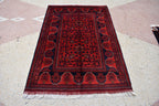 3x5 Bukhara Rug Turkmen 100% Wool Afghan Veg dyes Handmade Bukhara Pattern Turkmen Oriental Rug, Bedroom Rug, Perfect for Office 5.1x3.4 ft
