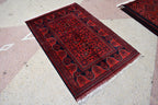 3x5 Bukhara Rug Turkmen 100% Wool Afghan Veg dyes Handmade Bukhara Pattern Turkmen Oriental Rug, Bedroom Rug, Perfect for Office 5.1x3.4 ft