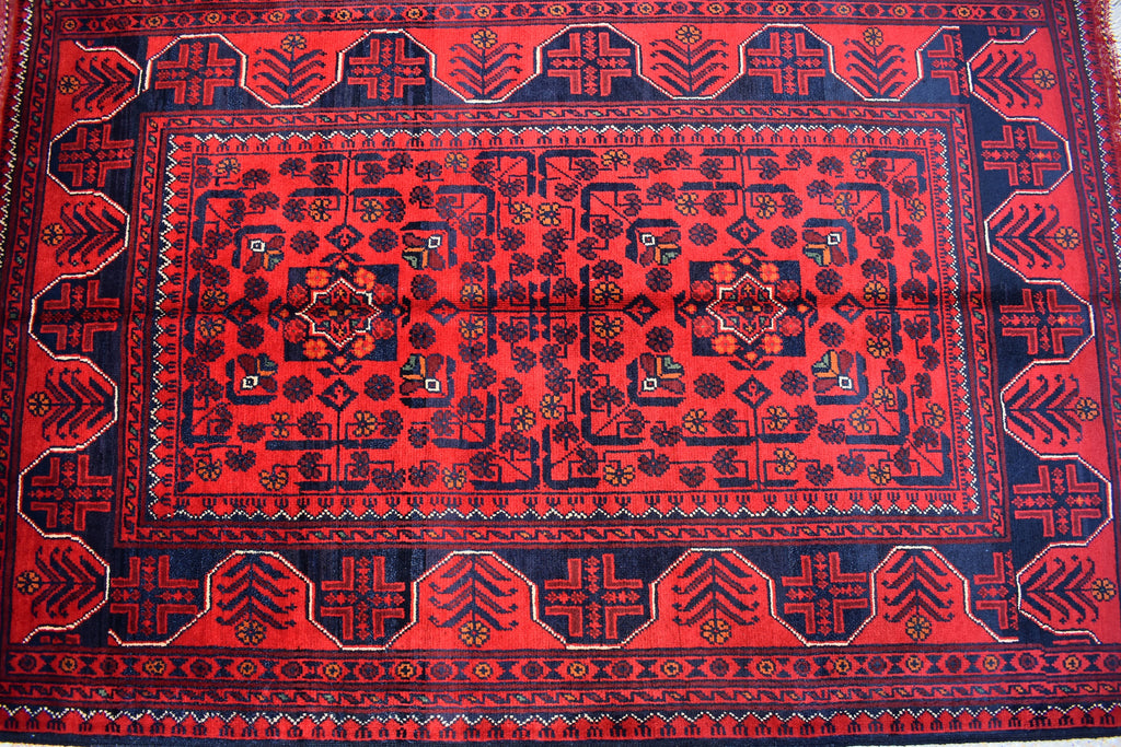 3x5 Bukhara Rug Turkmen 100% Wool Afghan Veg dyes Handmade Bukhara Pattern Turkmen Oriental Rug, Bedroom Rug, Perfect for Office 5.1x3.4 ft