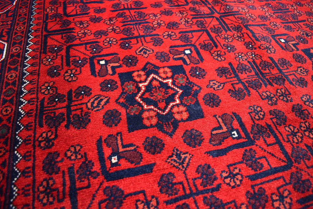 4x6Ft, Bokhara Turkmen Rug – Afghan Handmade 100% Wool Carpet | Vegetable Dyed Bukhara Pattern Oriental Area Rug | Tribal Living Room Decor