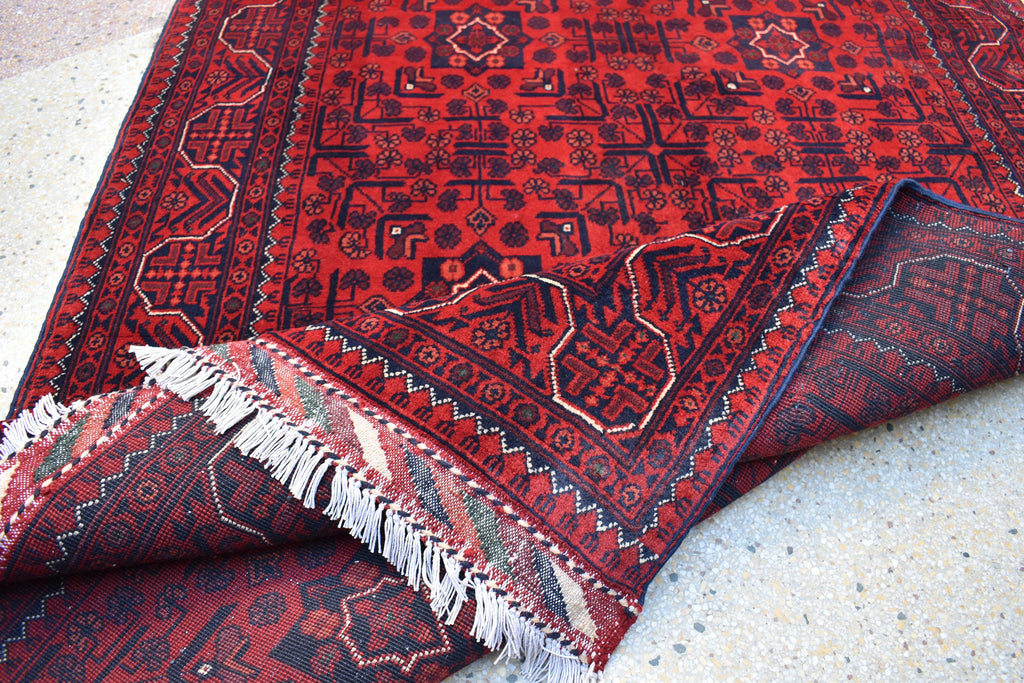 4x6Ft, Bokhara Turkmen Rug – Afghan Handmade 100% Wool Carpet | Vegetable Dyed Bukhara Pattern Oriental Area Rug | Tribal Living Room Decor