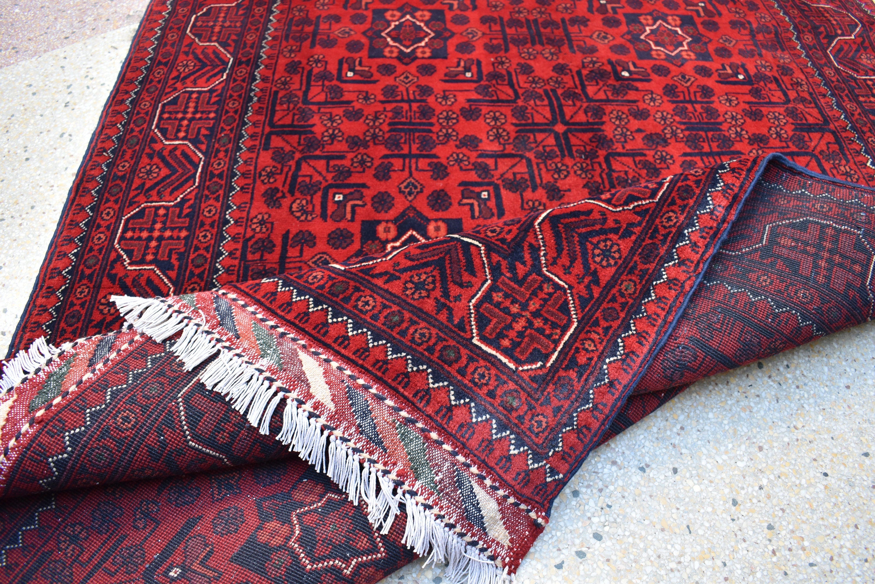 4x6Ft, Bokhara Turkmen Rug – Afghan Handmade 100% Wool Carpet | Vegetable Dyed Bukhara Pattern Oriental Area Rug | Tribal Living Room Decor