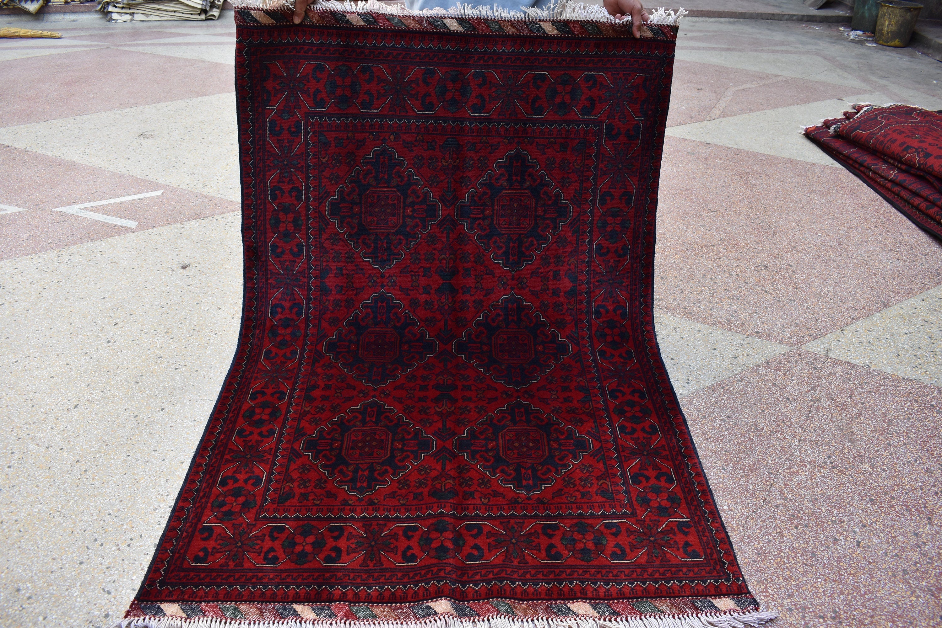 Bokhara Rug Ft 5.1*3.5 Turkmen 100% Wool Afghan Veg dyes Handmade bukhara Pattern Turkmen Oriental Rug