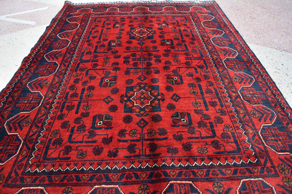 5.1x3.4 Ft Bukhara Rug Turkmen 100% Wool Afghan Veg dyes Handmade Bukhara Pattern Turkmen Oriental Rug, Rug for Bedroom, Office