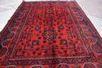5.1x3.4 Ft Bukhara Rug Turkmen 100% Wool Afghan Veg dyes Handmade Bukhara Pattern Turkmen Oriental Rug, Rug for Bedroom, Office