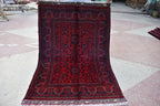 5.1x3.4 Ft Bukhara Rug Turkmen 100% Wool Afghan Veg dyes Handmade Bukhara Pattern Turkmen Oriental Rug, Rug for Bedroom, Office