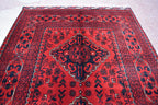 3x5 Afghan Bokhara Rug – Handmade Turkmen Wool Area Rug |Vegetable Dyed Red Oriental Bukhara Pattern Carpet for Home, Wedding Decor 156x99cm