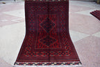 3x5 Afghan Bokhara Rug – Handmade Turkmen Wool Area Rug |Vegetable Dyed Red Oriental Bukhara Pattern Carpet for Home, Wedding Decor 156x99cm