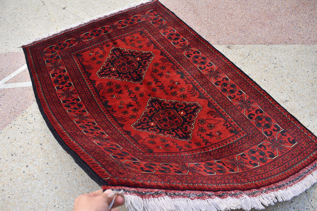 Bokhara Rug – Handmade Afghan Wool Area Rug | Turkmen Bukhara Pattern, Vegetable Dyed Red Oriental Carpet for Home or Wedding Decor 5.3x3.6