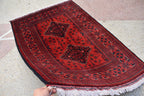 Bokhara Rug – Handmade Afghan Wool Area Rug | Turkmen Bukhara Pattern, Vegetable Dyed Red Oriental Carpet for Home or Wedding Decor 5.3x3.6