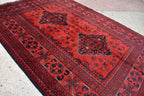 Bokhara Rug – Handmade Afghan Wool Area Rug | Turkmen Bukhara Pattern, Vegetable Dyed Red Oriental Carpet for Home or Wedding Decor 5.3x3.6