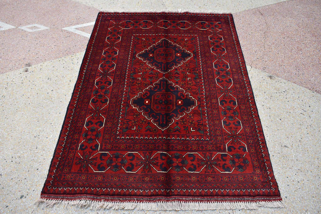 4.10 x 3.4 Ft Bokhara Rug Turkmen 100% Wool Afghan Veg dyes Handmade bukhara Pattern Turkmen Oriental Rug