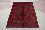 4.10 x 3.4 Ft Bokhara Rug Turkmen 100% Wool Afghan Veg dyes Handmade bukhara Pattern Turkmen Oriental Rug
