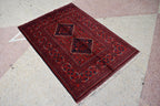 4.10 x 3.4 Ft Bokhara Rug Turkmen 100% Wool Afghan Veg dyes Handmade bukhara Pattern Turkmen Oriental Rug