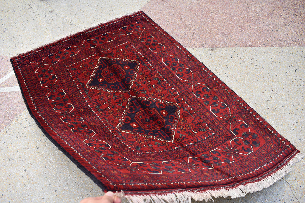 4.10 x 3.4 Ft Bokhara Rug Turkmen 100% Wool Afghan Veg dyes Handmade bukhara Pattern Turkmen Oriental Rug