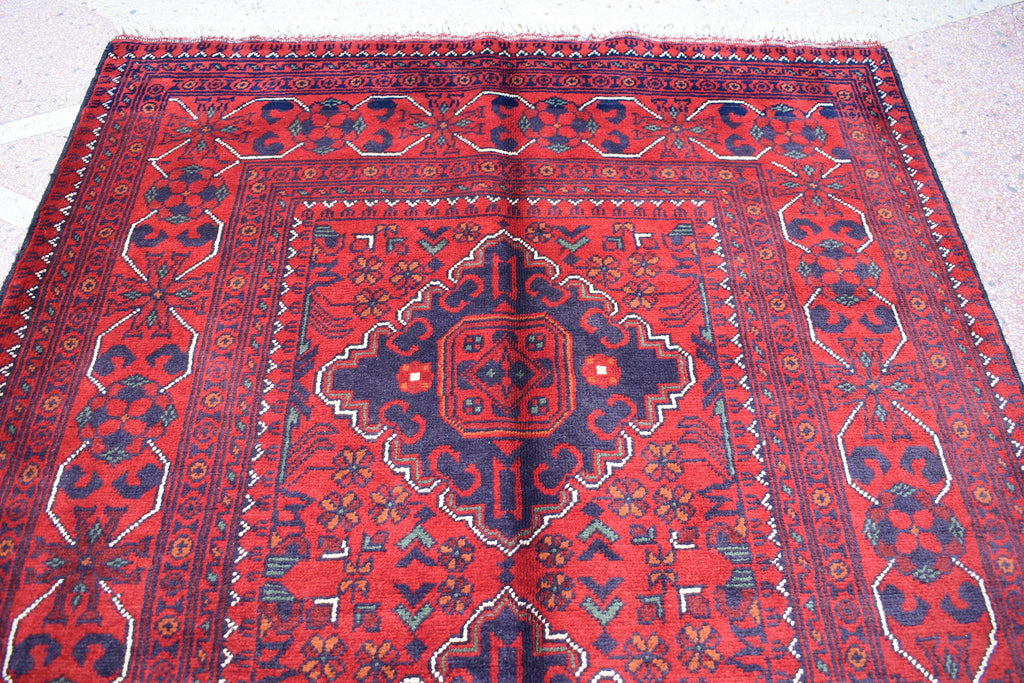 4.10 x 3.4 Ft Bokhara Rug Turkmen 100% Wool Afghan Veg dyes Handmade bukhara Pattern Turkmen Oriental Rug