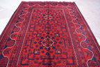 3x5 Bukhara Red Rug Turkmen 100% Wool Afghan Handwoven Rug, Natural Veg dyes, Rug for Living Room, Rug for Bedroom 5.2 x 3.5
