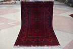 3x5 Bukhara Red Rug Turkmen 100% Wool Afghan Handwoven Rug, Natural Veg dyes, Rug for Living Room, Rug for Bedroom 5.2 x 3.5