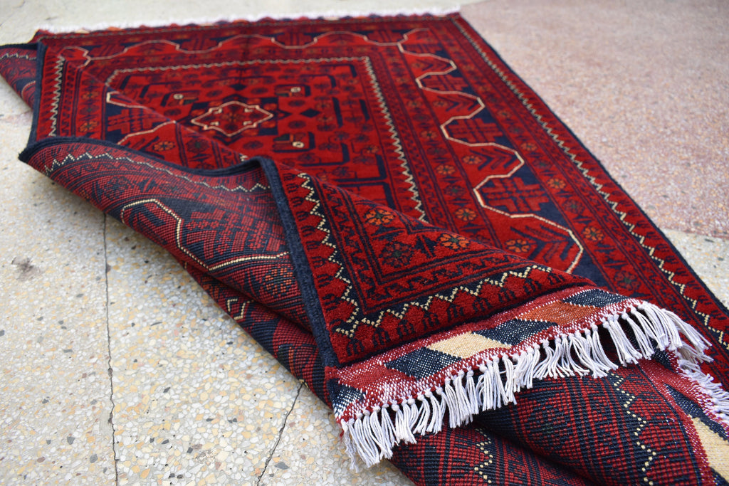 3x5 Bukhara Red Rug Turkmen 100% Wool Afghan Handwoven Rug, Natural Veg dyes, Rug for Living Room, Rug for Bedroom 5.2 x 3.5