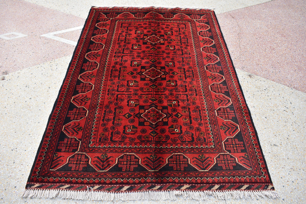 3x5 Bukhara Rug Turkmen 100% Wool Afghan Veg dyes Handmade Bukhara Pattern Turkmen Oriental Rug, Bedroom Rug, Living Room Rug 5.0x3.4 ft