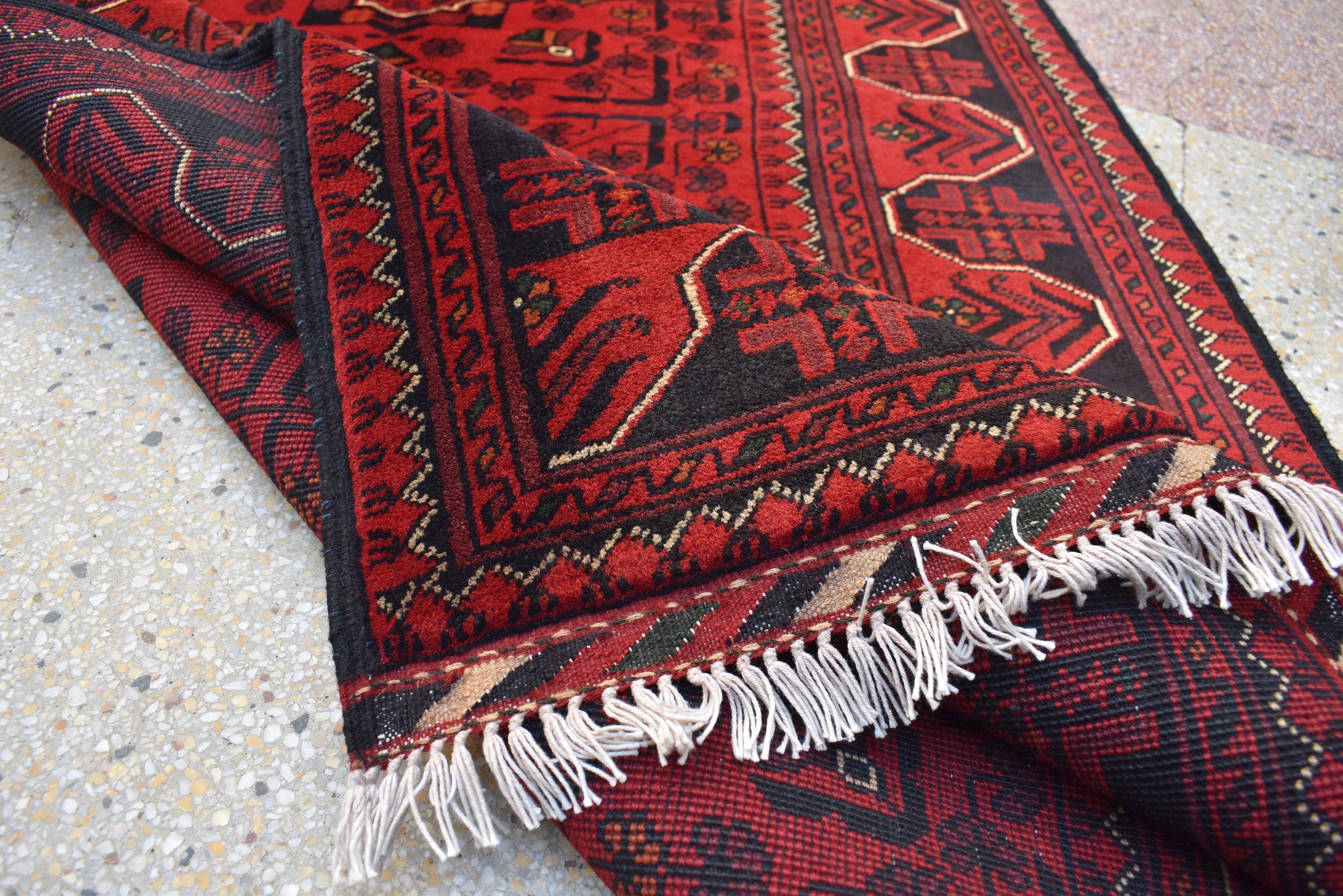 3x5 Bukhara Rug Turkmen 100% Wool Afghan Veg dyes Handmade Bukhara Pattern Turkmen Oriental Rug, Bedroom Rug, Living Room Rug 5.0x3.4 ft