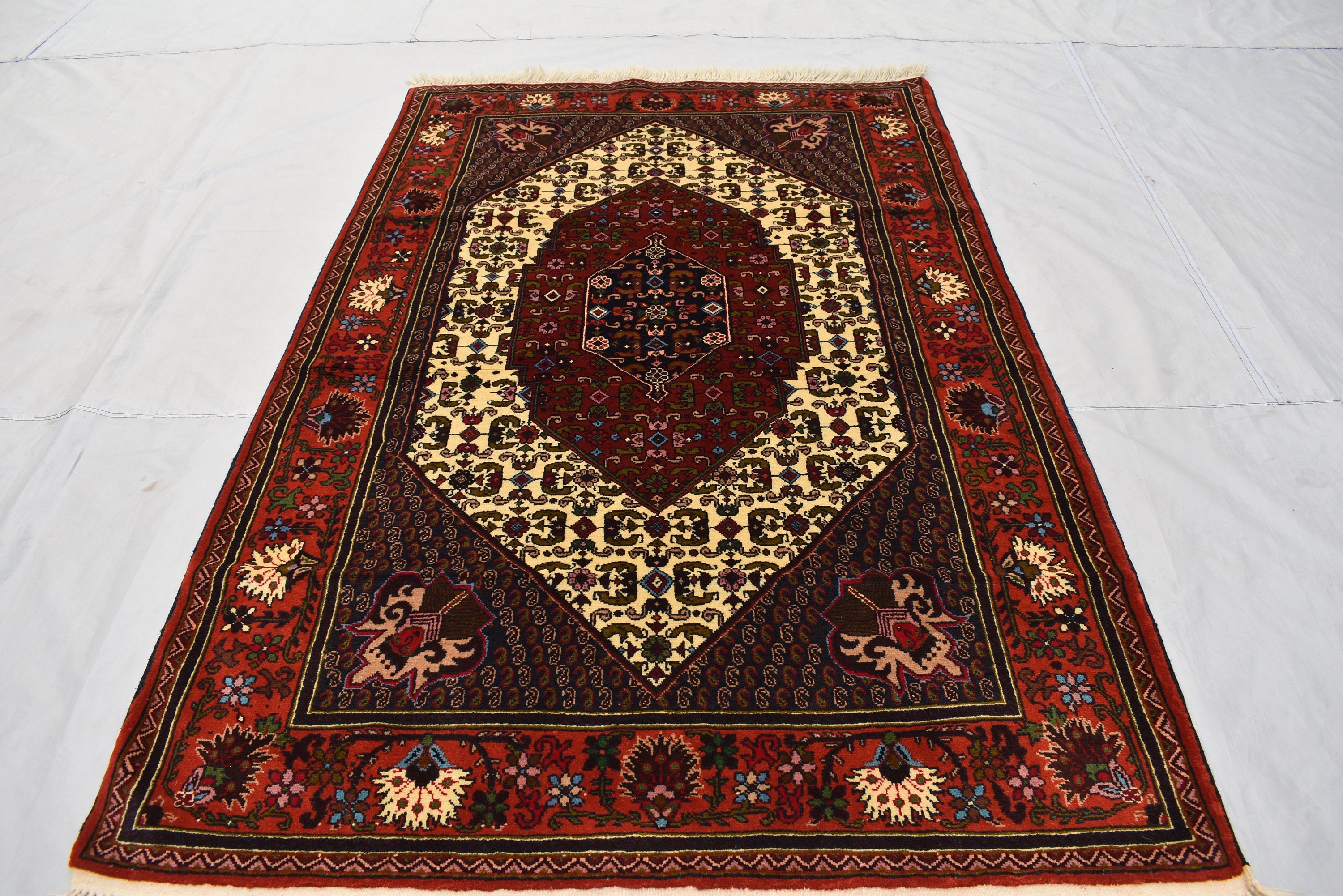 6.5x4.1 ft Oriental Rug, Fine Quality Handmade Afghan Rug, Medallion Design Floral Patterns Turkmen Soft Wool Rug, Rug for Living Room,