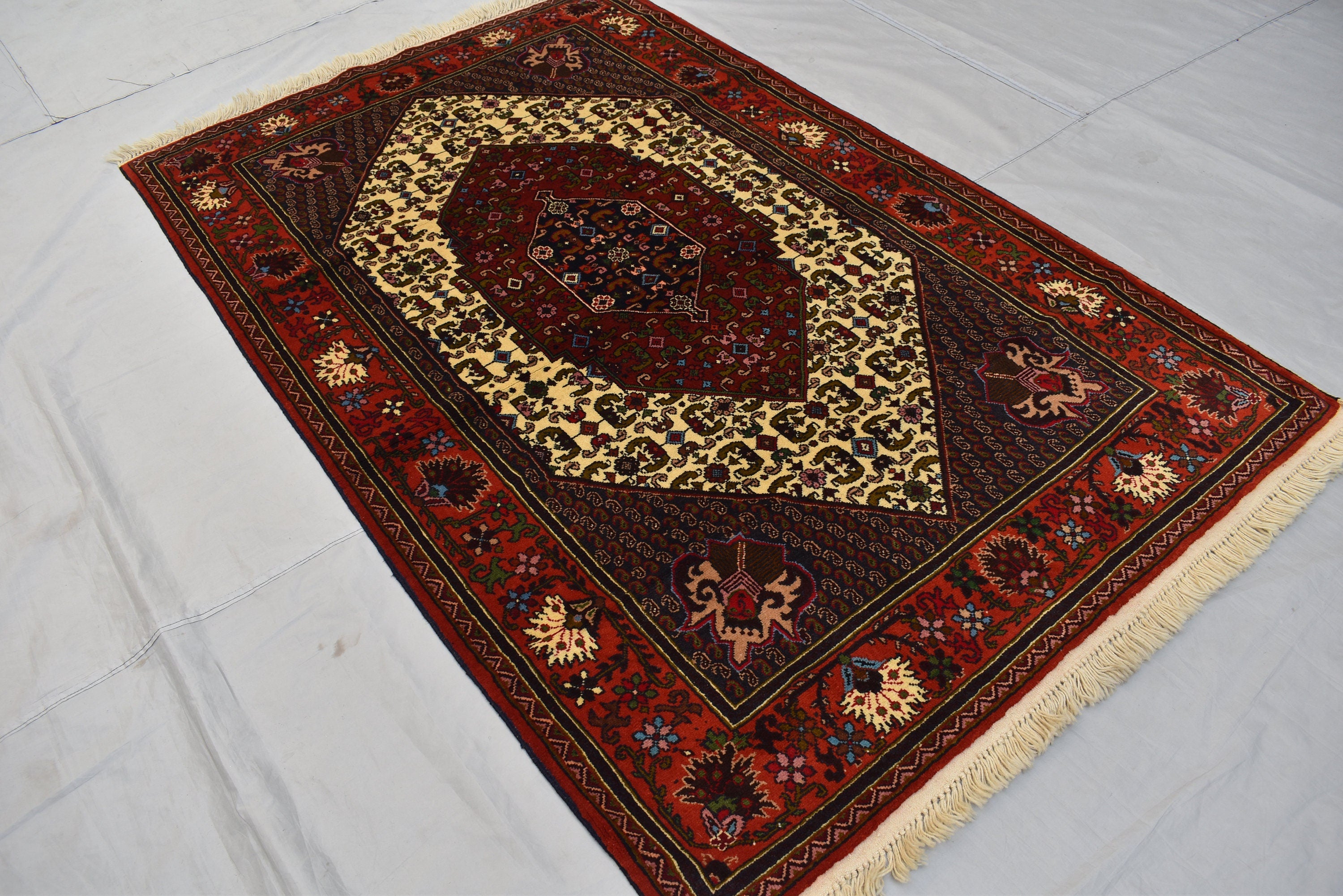 6.5x4.1 ft Oriental Rug, Fine Quality Handmade Afghan Rug, Medallion Design Floral Patterns Turkmen Soft Wool Rug, Rug for Living Room,