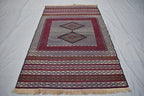 Collectible Rug 7.3 x 4.4 Ft Antique Yamood Sumak Kilim Rug– Handwoven, Authentic Tribal Design, Vintage Home Decor, Living Room Rug