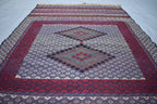 Collectible Rug 7.3 x 4.4 Ft Antique Yamood Sumak Kilim Rug– Handwoven, Authentic Tribal Design, Vintage Home Decor, Living Room Rug