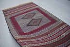 Collectible Rug 7.3 x 4.4 Ft Antique Yamood Sumak Kilim Rug– Handwoven, Authentic Tribal Design, Vintage Home Decor, Living Room Rug