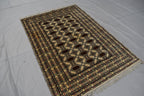 SALE – 6x4 Ft Afghan Turkmen Gargi Rug | Handmade 100% Wool Yamood Pattern Carpet | Antique Turkoman Oriental Rug for Living Room Decor