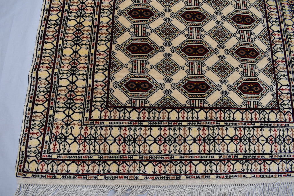 SALE – 6x4 Ft Afghan Turkmen Gargi Rug | Handmade 100% Wool Yamood Pattern Carpet | Antique Turkoman Oriental Rug for Living Room Decor