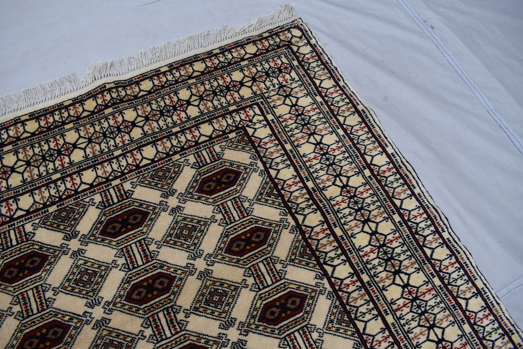 SALE – 6x4 Ft Afghan Turkmen Gargi Rug | Handmade 100% Wool Yamood Pattern Carpet | Antique Turkoman Oriental Rug for Living Room Decor