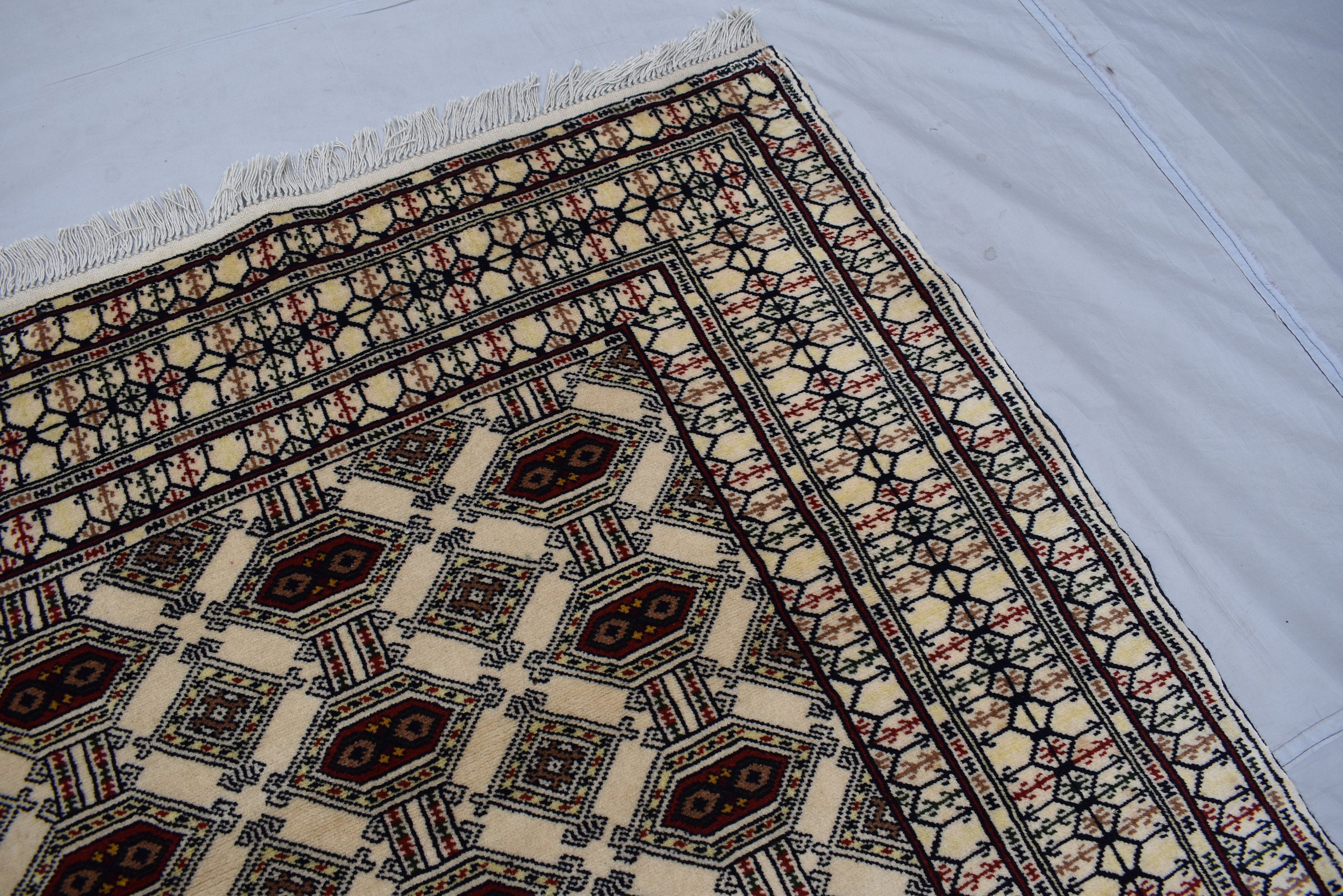 SALE – 6x4 Ft Afghan Turkmen Gargi Rug | Handmade 100% Wool Yamood Pattern Carpet | Antique Turkoman Oriental Rug for Living Room Decor