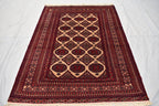 Antique Zahir Shahi Rug – Vintage Afghan Turkman Herati Yamoot Design | Handmade 100% Wool Oriental Rug | 6x4 Living Room Carpet 175x128cm