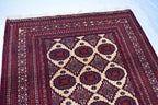 Antique Zahir Shahi Rug – Vintage Afghan Turkman Herati Yamoot Design | Handmade 100% Wool Oriental Rug | 6x4 Living Room Carpet 175x128cm