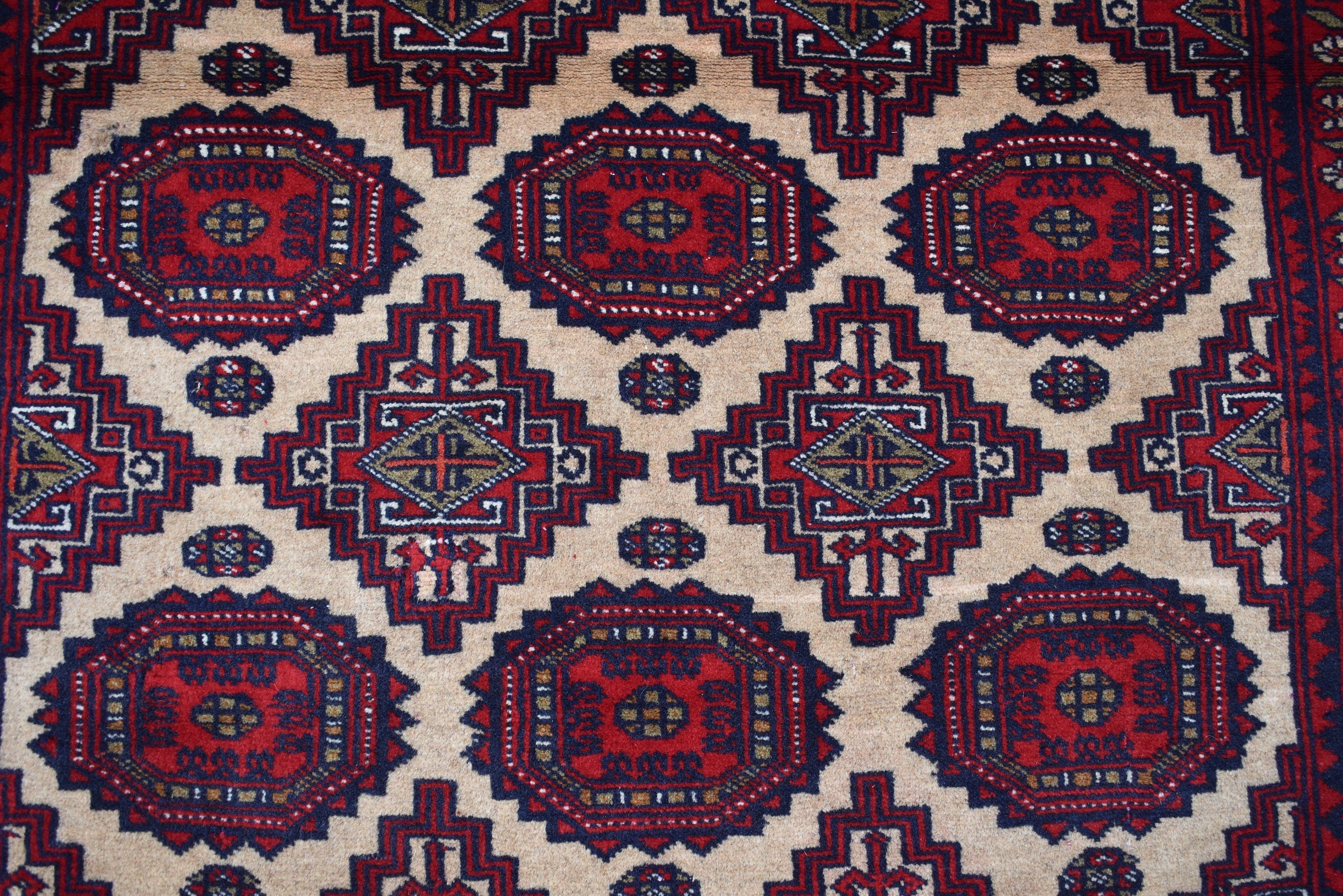 Antique Zahir Shahi Rug – Vintage Afghan Turkman Herati Yamoot Design | Handmade 100% Wool Oriental Rug | 6x4 Living Room Carpet 175x128cm