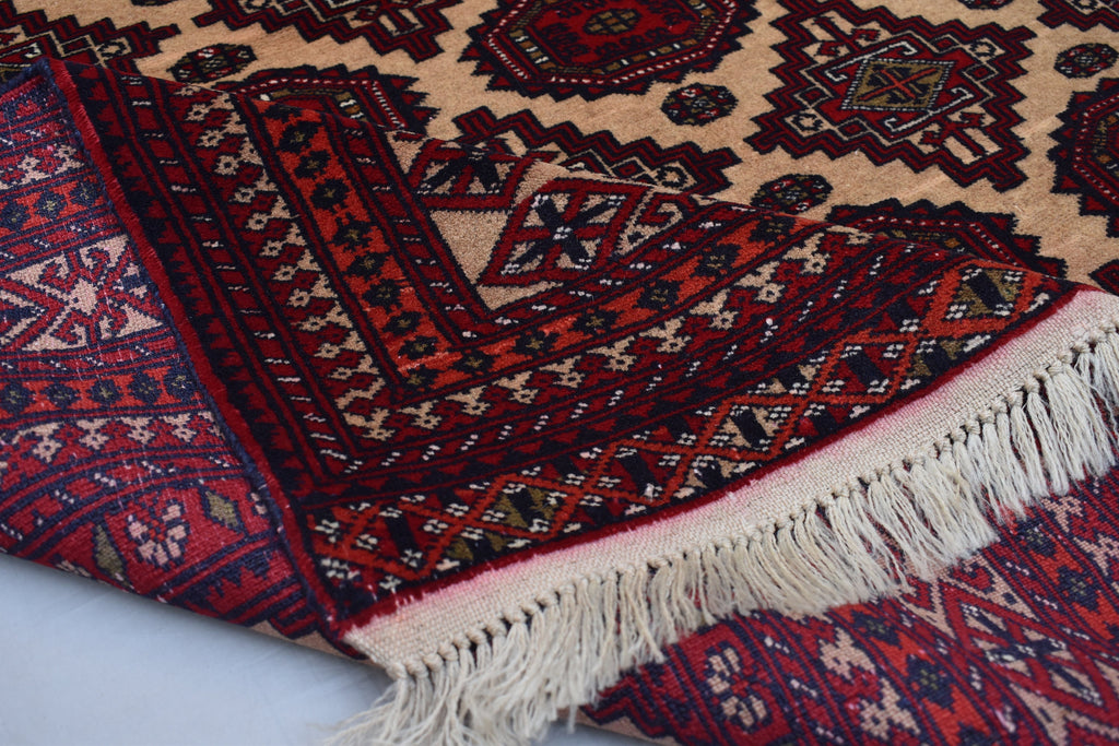 Antique Zahir Shahi Rug – Vintage Afghan Turkman Herati Yamoot Design | Handmade 100% Wool Oriental Rug | 6x4 Living Room Carpet 175x128cm