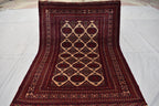 Antique Zahir Shahi Rug – Vintage Afghan Turkman Herati Yamoot Design | Handmade 100% Wool Oriental Rug | 6x4 Living Room Carpet 175x128cm