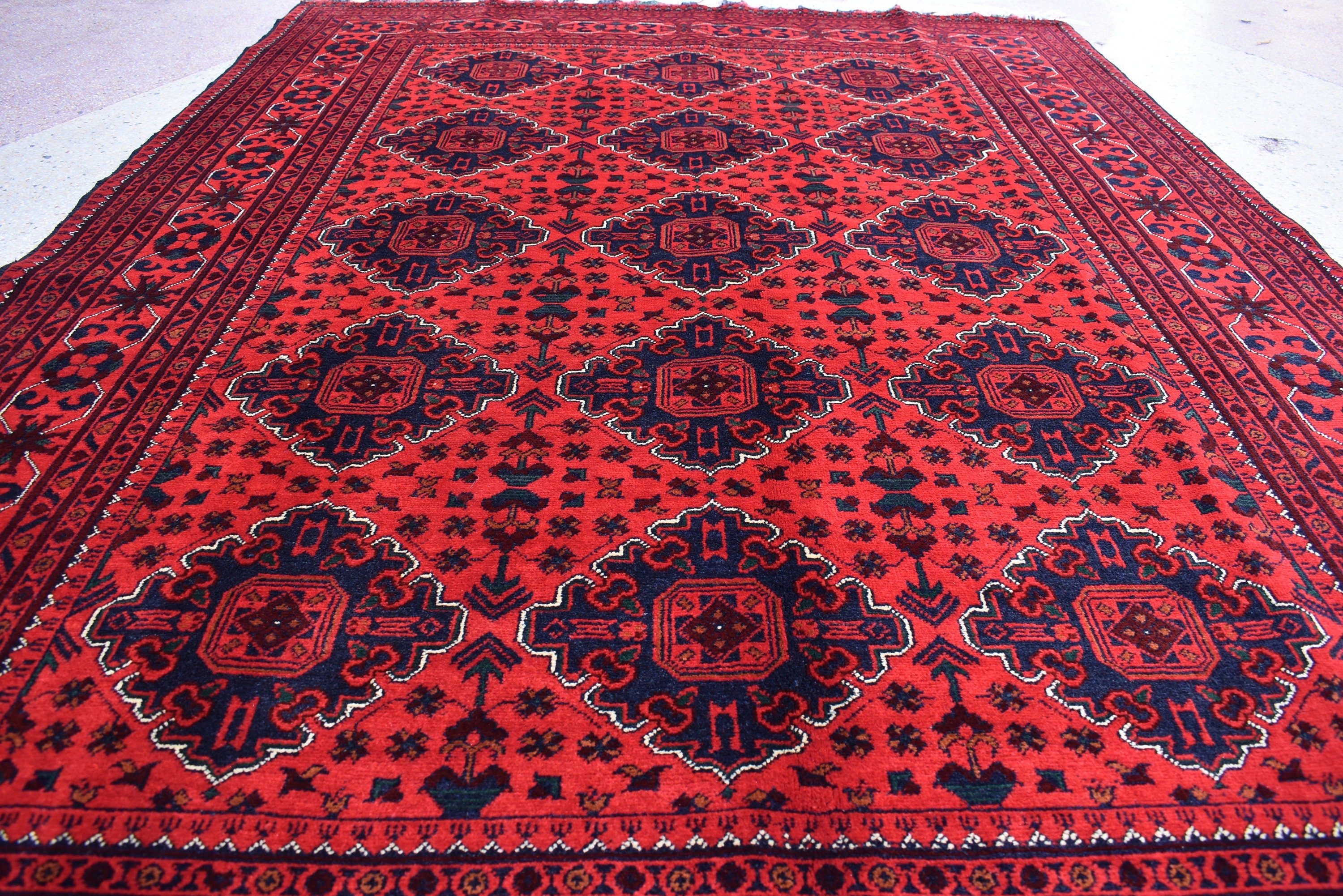 8x5 Bokhara Rug Turkmen 100% Wool Afghan Veg Dyes Handmade Bukhara Pattern Area Rug Turkmen Oriental Rug, Living Room Rug 7.11x5.7 Ft