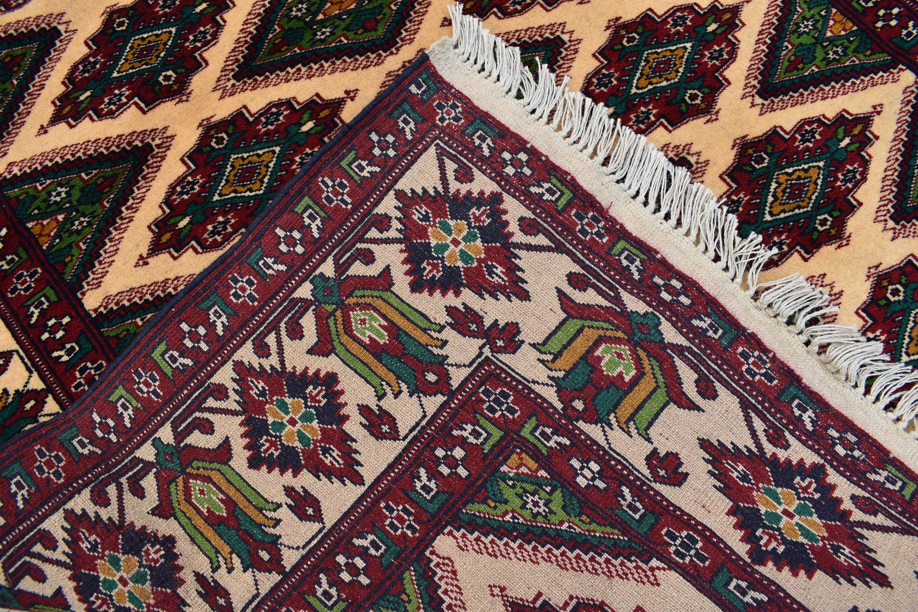 Vintage Herati rug 4x6Ft, Turkmen Wool Area Rug Vegetable Dyed Rug, Medium Size Rug for Living Room, Bedroom, Dining Room Rug 190x126 cm