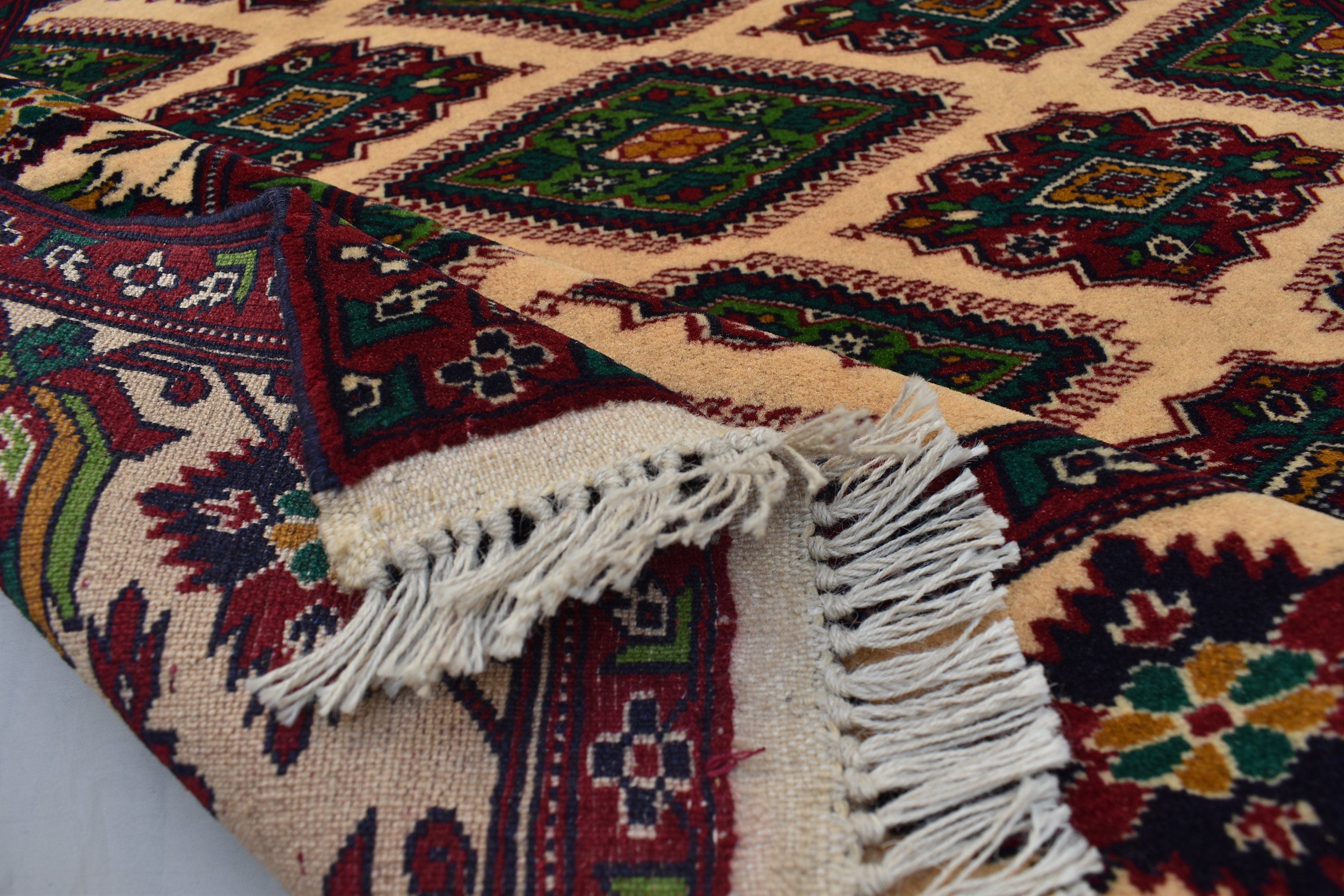 Vintage Herati rug 4x6Ft, Turkmen Wool Area Rug Vegetable Dyed Rug, Medium Size Rug for Living Room, Bedroom, Dining Room Rug 190x126 cm
