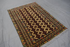 4x6 Beige Vintage Rug, Afghan Hand Knotted Wool Area Rug-Tribal Turkoman Rug-Bukhara Tekke Oriental Rug-Antique Living Room Bedroom Rug