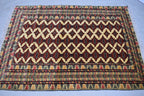4x6 Beige Vintage Rug, Afghan Hand Knotted Wool Area Rug-Tribal Turkoman Rug-Bukhara Tekke Oriental Rug-Antique Living Room Bedroom Rug
