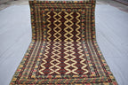 4x6 Beige Vintage Rug, Afghan Hand Knotted Wool Area Rug-Tribal Turkoman Rug-Bukhara Tekke Oriental Rug-Antique Living Room Bedroom Rug