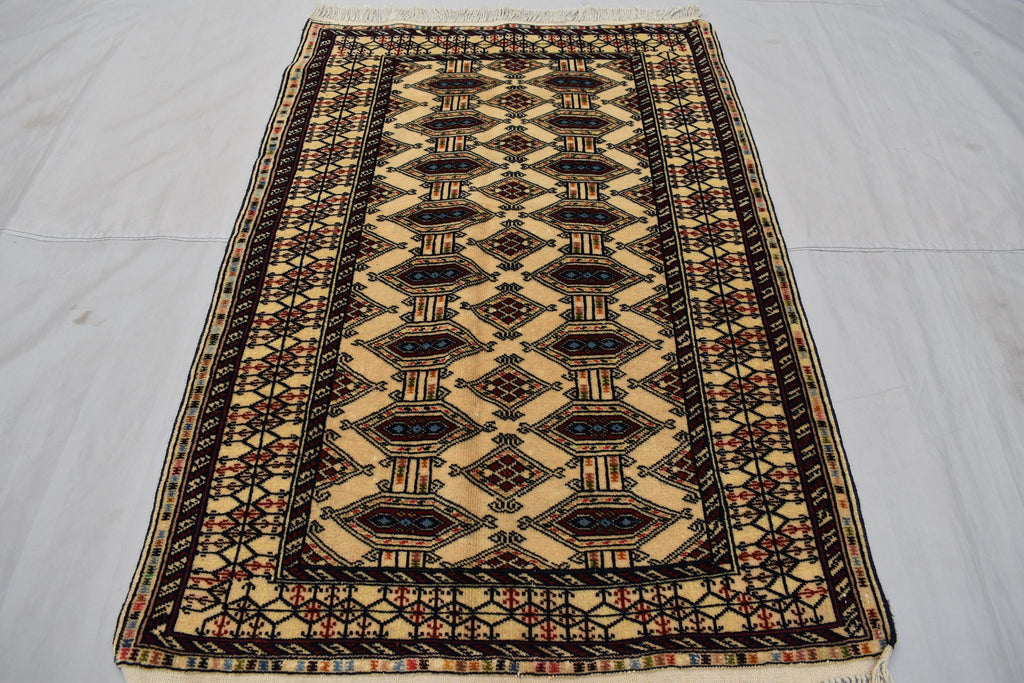 3.10 x 2.8 Ft Vintage Afghan Rug Zahir Shahi Pattern Turkoman Weave Fine Quality Carpet Traditional Herati Rug Super High Quality Rug