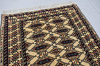3.10 x 2.8 Ft Vintage Afghan Rug Zahir Shahi Pattern Turkoman Weave Fine Quality Carpet Traditional Herati Rug Super High Quality Rug